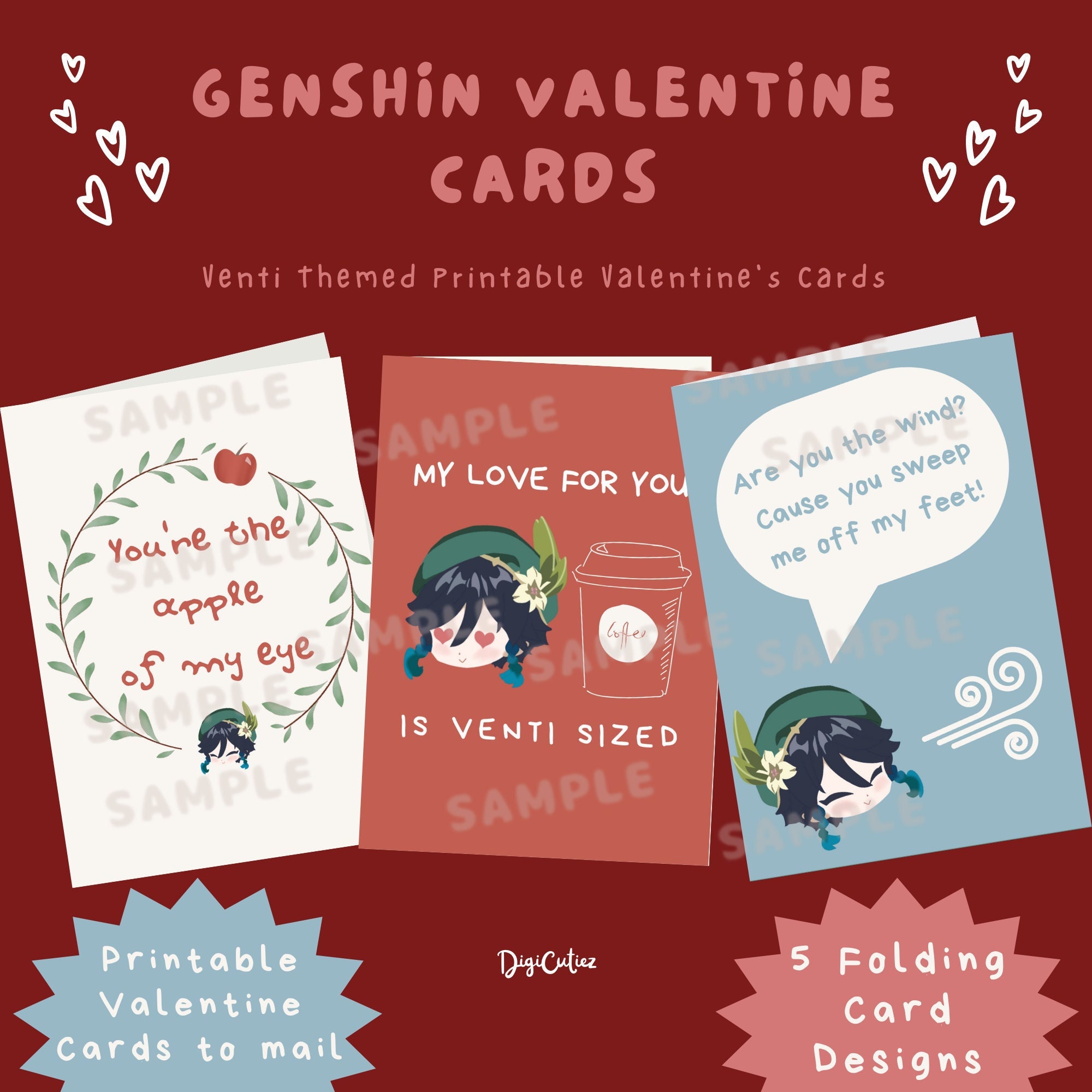 Venti Valentine Card Genshin Impact Valentine Card Anime Valentine Card ...
