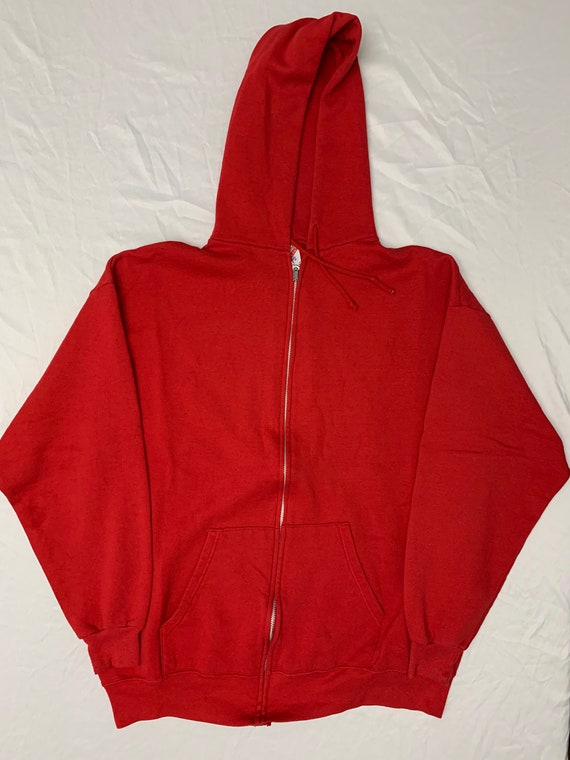 Vintage 1980s Red Jerzees Full Zip Hoodie