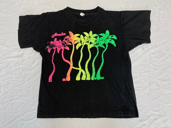 Vintage 1990s Aruba Palm Tree Puff Print T-Shirt - image 1