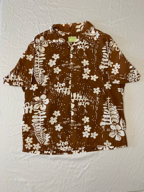 Vintage 1950s Brown Hawaiian Shirt - image 1