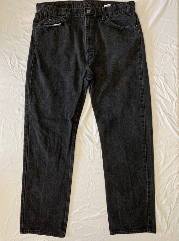 Vintage 1970s Levi’s 505 Black Denim Jeans Orange… - image 1