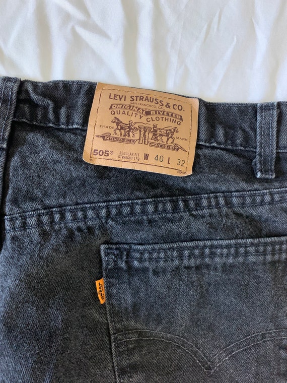 Vintage 1970s Levi’s 505 Black Denim Jeans Orange… - image 3