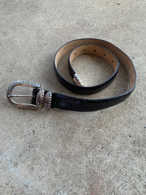 Vintage Black Leather Cowboy Brighton Belt