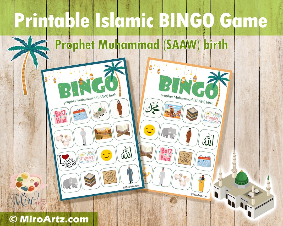 Printable Islamic BINGO Game | Islamic Educational Game | Muslim Kid ...