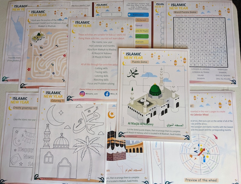 Printable Islamic Activities for Kids Islamic Calendar Printable Hijrah