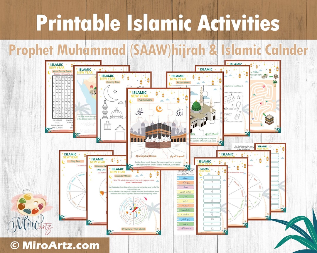 Printable Islamic Activities for Kids Islamic Calendar Printable Hijrah