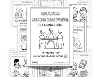 Druckbare Islamische gute Manieren | Islamische Aktivitäten | Islamisches Malbuch | Hellseher Mohammad Hadithe | Moslemisches Kind | Islamische Lernmittel