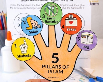 Five Pillars of Islam Hand Craft Activity, Muslim Homeschool Printable (Digital Download)
