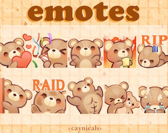 TEDDY BEAR EMOTES (10) | Twitch | Discord | YouTube | Streaming |  Cute Kawaii Chibi Bear Emoji Emote Pack