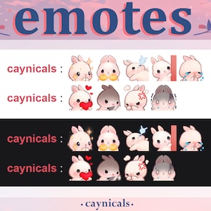 BUNNY EMOTES 9 Twitch Discord YouTube Streaming Cute Kawaii Chibi rabbits Emoji Emote Pack image 2