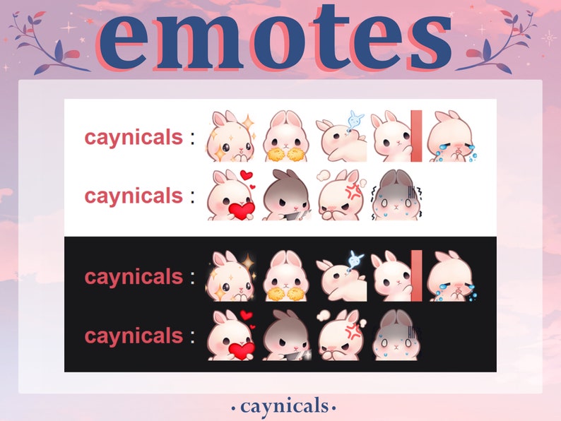 BUNNY EMOTES 9 Twitch Discord YouTube Streaming Cute Kawaii Chibi rabbits Emoji Emote Pack image 2