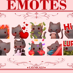 黒猫の絵文字 (10) | Twitch | Discord | YouTube | ストリーミング | かわいいちび猫の絵文字エモートパック