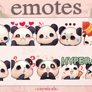 PANDA EMOTES (10) / Twitch / Discord / YouTube / Streaming / Cute Kawaii Chibi Panda Bear Emoji Emote Pack