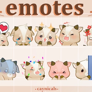 GOAT EMOTES (9) | Twitch | Discord | YouTube | Streaming | Cute Kawaii Chibi goats Emoji Emote Pack