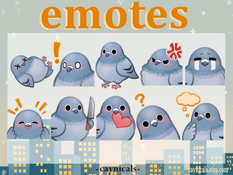 PIGEON EMOTES (10) | Twitch | Discord | Youtube | Streaming | Cute ...
