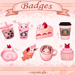 BUNNY CAFE BADGES (8) | Twitch | Discord | Streaming | Sub Bits Badge | Cute Kawaii Emoji Emote rabbit Pack