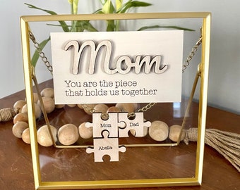 Mother's day gift, personalized Gold frame, gift for mom, engraved names, meaningful year round gift, tabletop or wall hanging