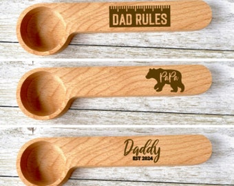 Coffee spoon measures for dad, father, papa. Practical gift for dad, useful and fun for coffee lovers, bag clip.