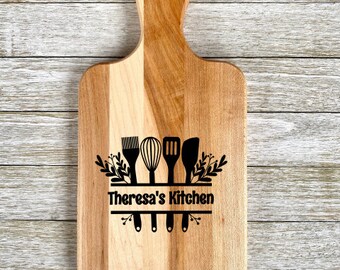 Personalized kitchen cutting charcuterie board, display for kitchen, perfect gift for the foodie or chef in your life, tools, spoon, whisk
