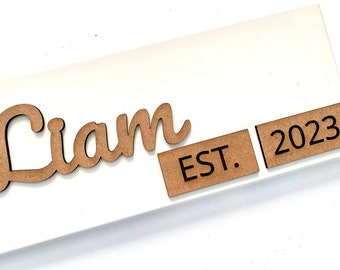 Handcrafted Custom Wooden Name Sign, Personalized and Made to Order, handmade lettering, child/baby gift