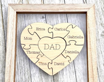 Father's day gift, personalized frame, gift for dad, engraved names, meaningful year round gift, tabletop or wall hanging, den, man cave