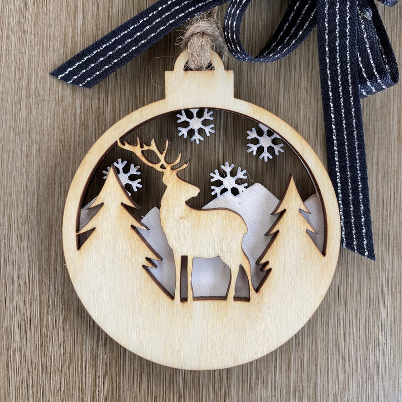 Handmade Woodland Animals Ornament Laser Cut Wooden Etsy