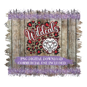 Wildcats Red School Sports PNG DTG DTF Sublimation