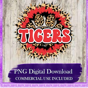 Tigers PNG, Red & Black Tie Dye, School Sports, Sublimation, DtG Printing