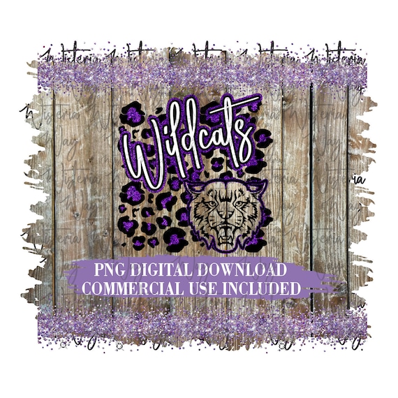 Wildcats Purple Cheetah Print School Sports PNG DTF DTG Sublimation