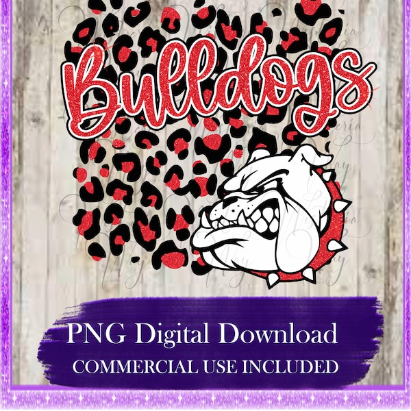 Bulldogs PNG, Black & Red, School Sports, Football, Baseball, Sublimation, DtG Printing