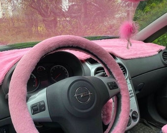 Soft Furry Plush Car Dashboard Dash Protector Dash Mat Sun Cover Pad Carpet Candy Pink 59 inch 15.7 inch, Pink Car Accesories For Women