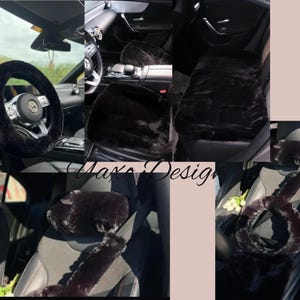 Housse De Volant BDK PU Leather Car Seat Covers & Massage Grip Steering Wheel Cover Set - Black/Beige Tan, Easy Install Beige Leather Car And Truck Seat Covers