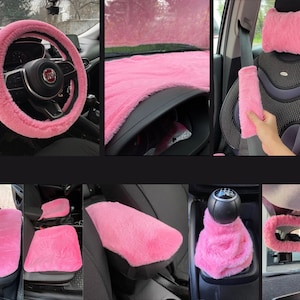 Pink Faux Fur Furry Car Seat Covers, Women Car Accessories, car seat covers, pink car accessories, Car Decor Women, Women Car Accessories