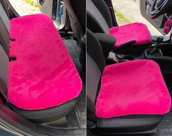 Pink Piece Reversible Faux Fur Car Seat Cover Set, Plush Furry Car  Accessories for Women, Cozy Interior Decor, Winter Car Gift