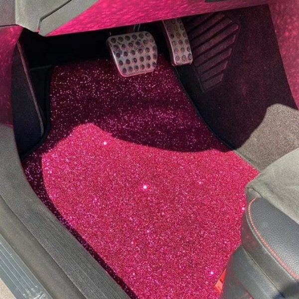 Pink Confetti Car Floor Mats, Sequin Car Mats, Floor Mats for Car, 4 pieces, Car floor mats for women