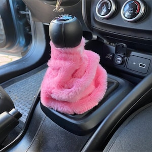 Pink Fuzzy Car Accessories, Gear Shift Knob Cover, Handbrake Cover, Women Car Accessories, Gift