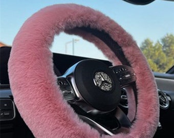 Roze fuzzy autostuurhoes voor dames - Auto-accessoires Stuurhoes - Auto-accessoires voor dames Stuurhoes - Cadeau