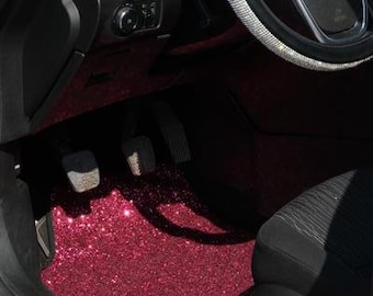 Alfombrillas de coche con confeti rosa, alfombrillas de lentejuelas, alfombrillas para coche, 4 piezas, alfombrillas de coche para mujer, decoración de coche para mujer, accesorios de coche para mujer