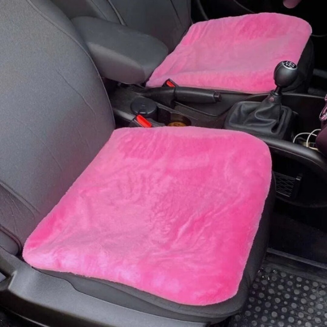 Pink Faux Fur Furry Car Seat Covers, Women Car Accessories, Car Decor