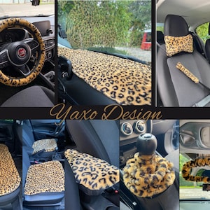 Leopard Faux Fur Furry Car Seat Covers, Women Car Accessories, car decor, car seat covers, pink car accessories back seat cover