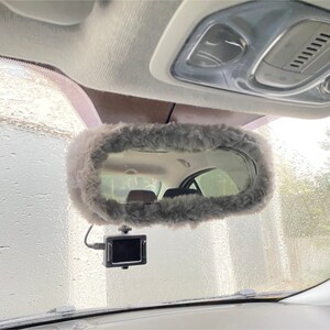 Soft Furry Pink Rear View Mirror Cover, Fuzzy Car Accessories, Car rear view mirror, Car Accessories For Women
