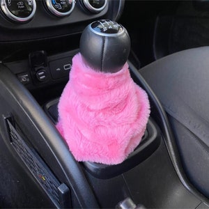 Pink Fuzzy Car Accessories, Gear Shift Knob Cover, Handbrake Cover, Women Car Accessories, Gift