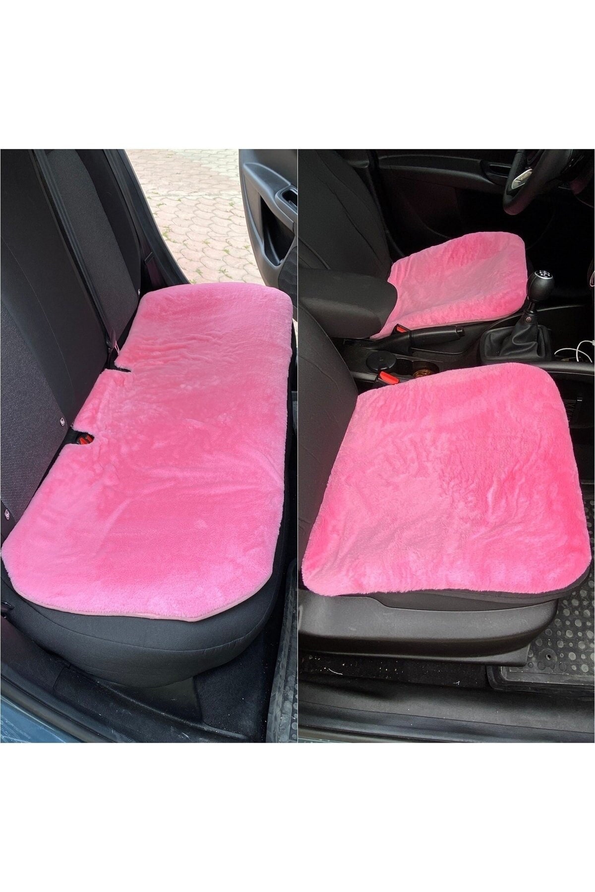 Pink Faux Fur Furry Car Seat Covers Women Car Accessories Car