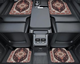 Oriental Car Floor Mats Set of 4, Luxury Turkish Rug Style Auto Mats, Elegant Car Mats for Men & Women, Boho Car Accessories