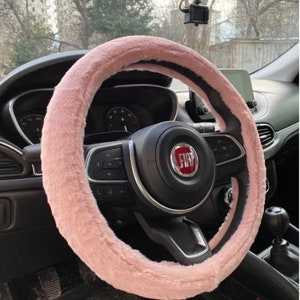 Pink Soft Fluffy Car Steering Wheel Cover For Women - Car Accessories Steering Wheel Cover - Cozy Car Interior- Cute Girly Car Accessory