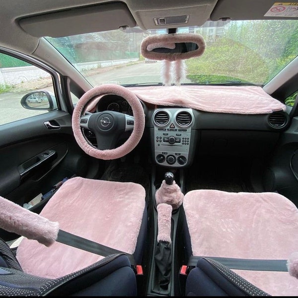 Soft Furry Plush Car Dashboard Dash Protector Dash Mat Sun Cover Pad Carpet Candy Pink 59 inch 15.7 inch, Pink Car Accesories For Women