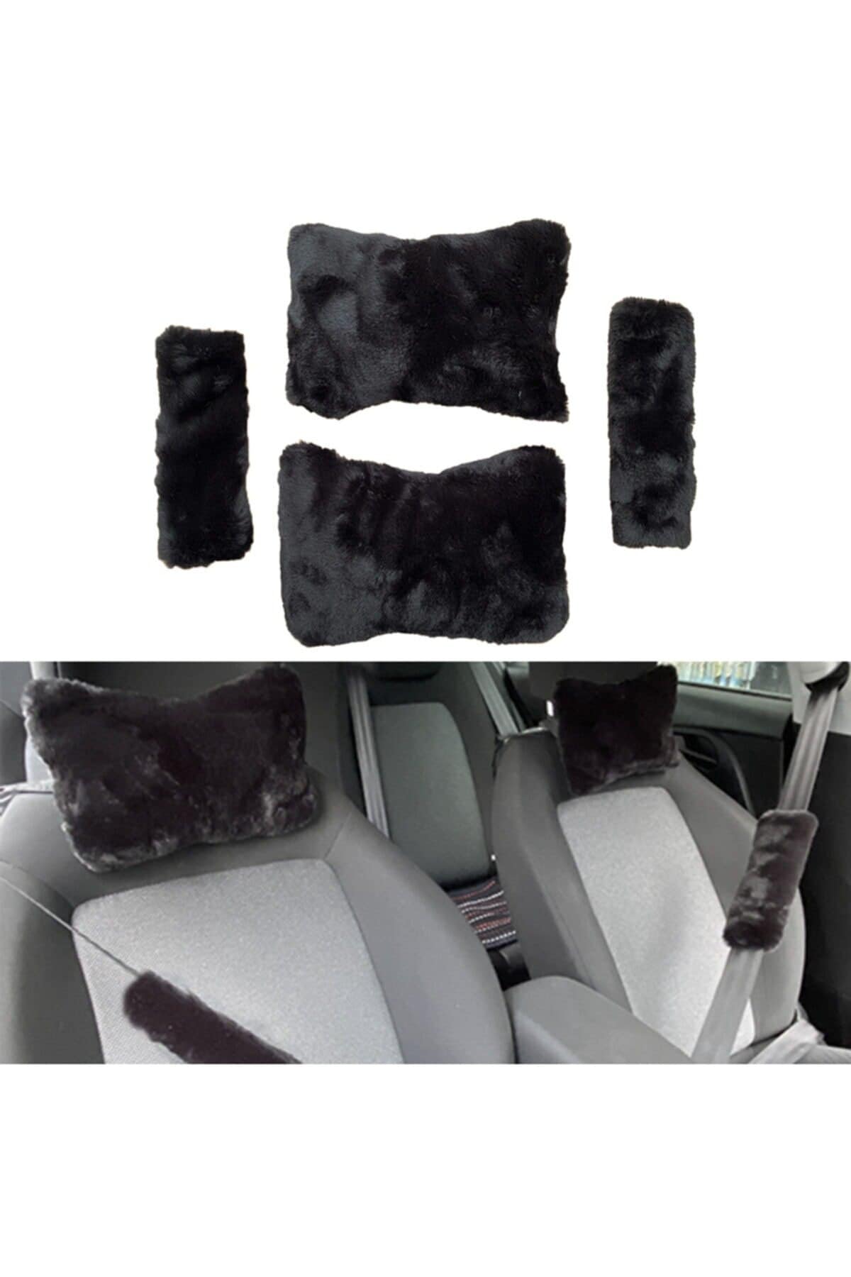 Soft Furry Plush Orthopedic Car Travel Neck Pillow Headrest 
