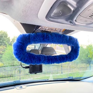 Blue Rear View Mirror Cover, Fuzzy Car Accessories, Car rear view mirror, Car Accessories For Women, Car Decor, rear view cover