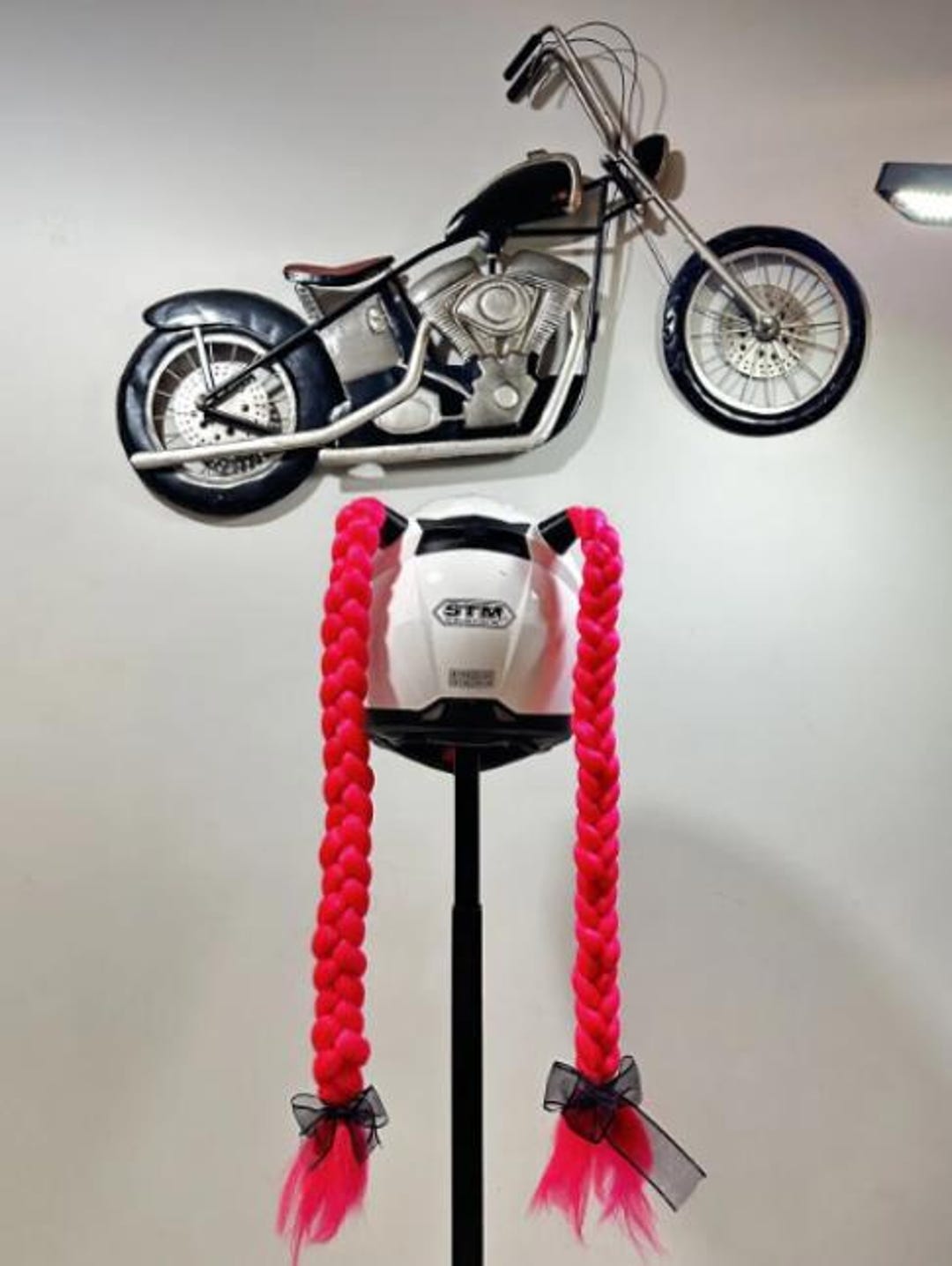 Motorcycle Helmet Braid Hair, Helmet Pigtails Extension, Biker Helmet ...