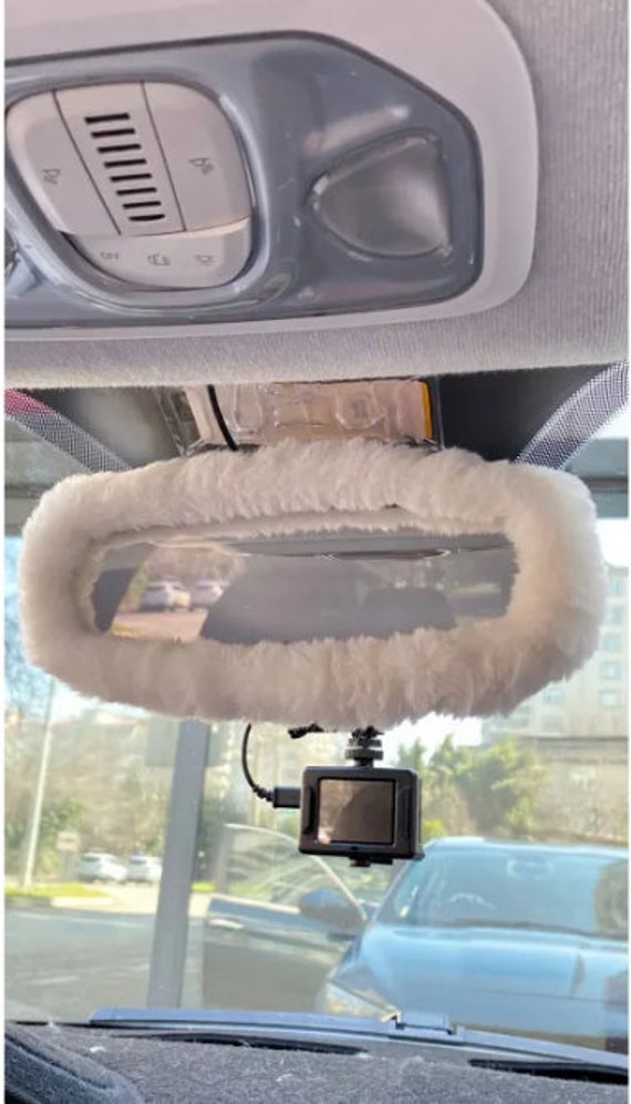 White Rear View Mirror Cover Fuzzy Car Accessories Car Rear View Mirror Car Accessories for Women Car Decor Rear View Cover Etsy